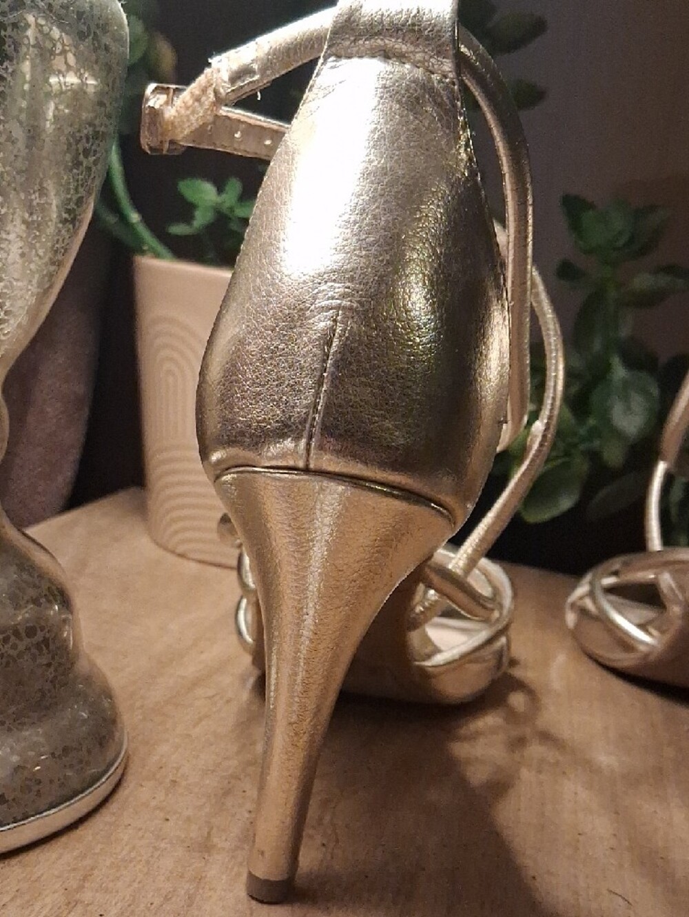 Fergalicious Metallic Gold Strappy High Heels - Picture 7 of 16